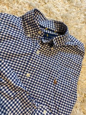 Ralph Lauren Men’s Long Sleeve Classic Fit Button Down 100% Cotton Navy Gingham
